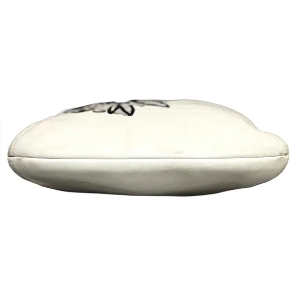 Coach '07 Y2K Suede Flowers & Embroidered Bee White Mini C Jacquard Shoulder Bag - Picture 5 of 14